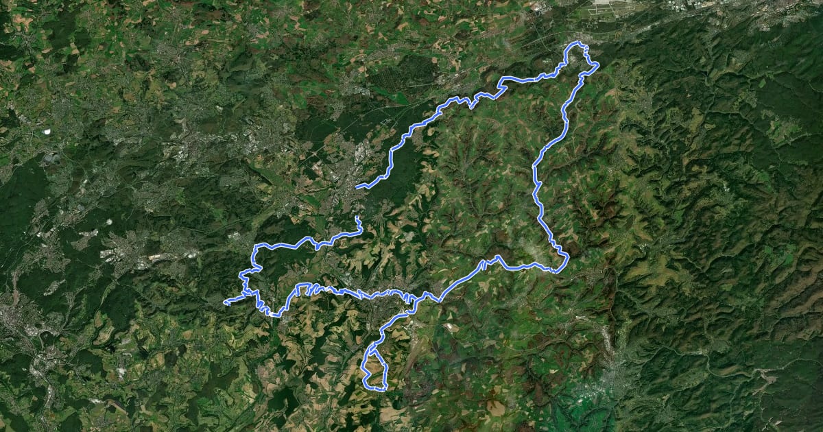 Маршрут Westpfalz-Wanderweg Oranges W (Saarpfalz-Wanderweg) на спутниковом снимке