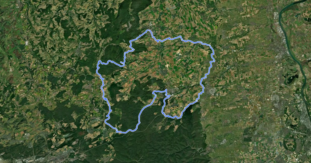 Маршрут Westpfalz-Wanderweg Rotes W (Kelten-und-Wein-Wanderweg) на спутниковом снимке