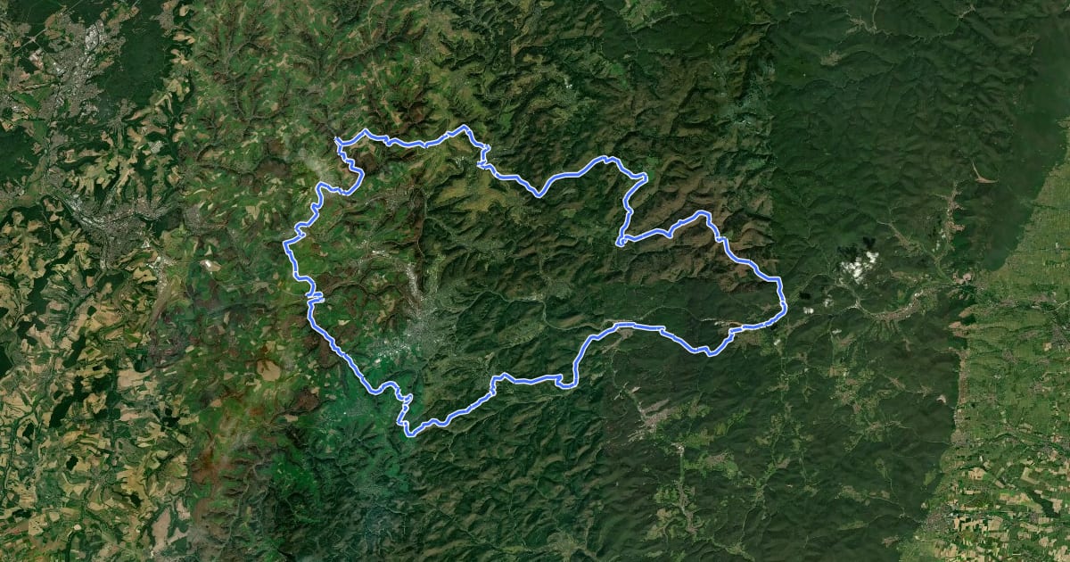 Маршрут Westpfalz-Wanderweg Rotes W (Pirminius-Wanderweg) на спутниковом снимке