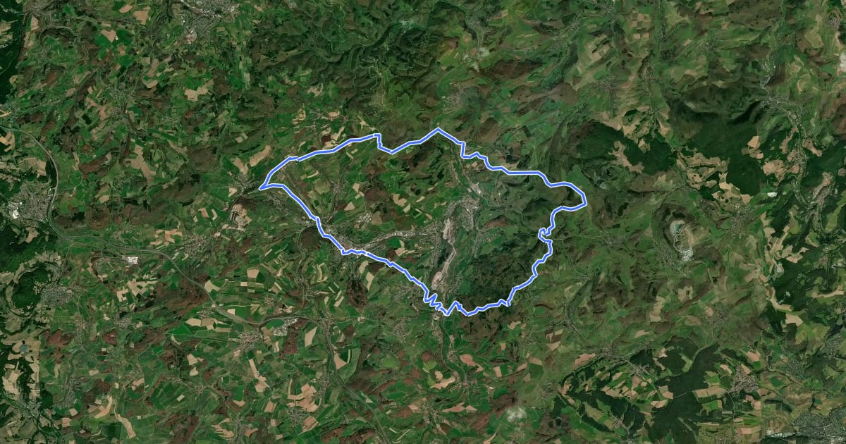 Маршрут Westpfalz-Wanderweg Rotes W (Potzberg-Burg Lichtenberg-Weg) на спутниковом снимке