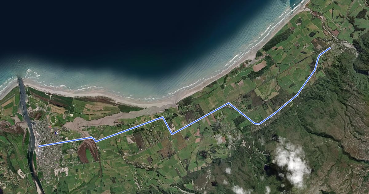 Маршрут Westport to Old Ghost Road Connector на спутниковом снимке