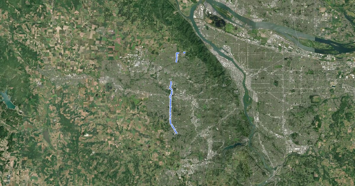 Маршрут Westside Trail на спутниковом снимке