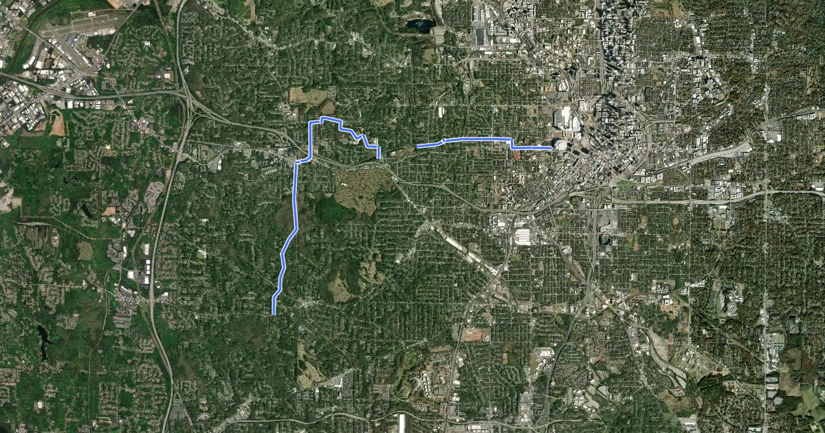Маршрут Westside Trail на спутниковом снимке
