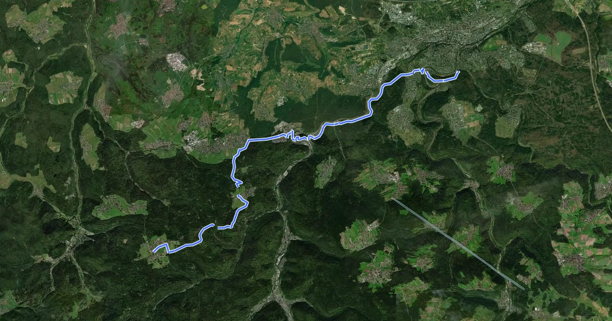 Маршрут Westweg [01. Pforzheim→Dobel] на спутниковом снимке