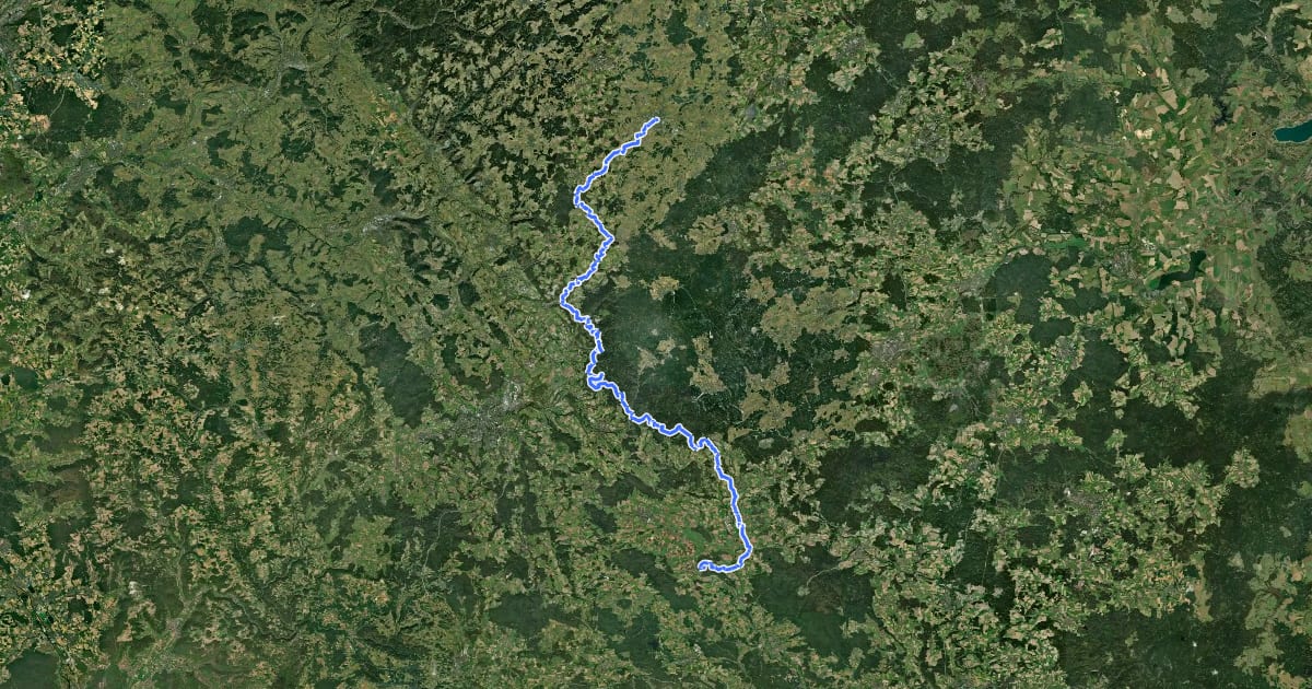 Маршрут Westweg Fichtelgebirge на спутниковом снимке