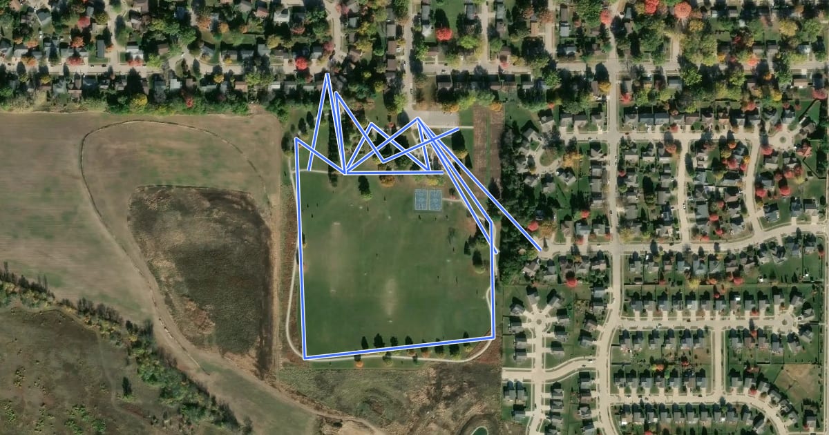 Маршрут Wetherby Park Trails на спутниковом снимке