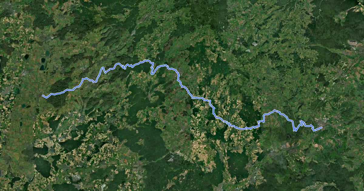 Маршрут Wetterau Spessart Weg Grünes Dreieck на спутниковом снимке