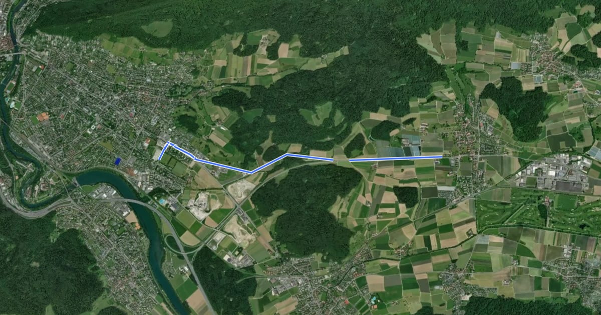 Маршрут Wettingen-Otelfingen на спутниковом снимке