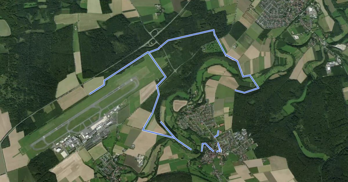 Маршрут Wewelsburg Rundweg W4 Flughafen на спутниковом снимке