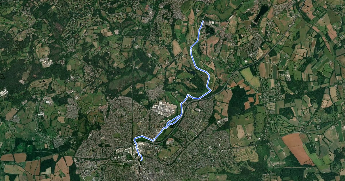 Маршрут Wey Navigation Dapdune Wharf to Cartbridge Wharf Walk, River Wey Navigations на спутниковом снимке