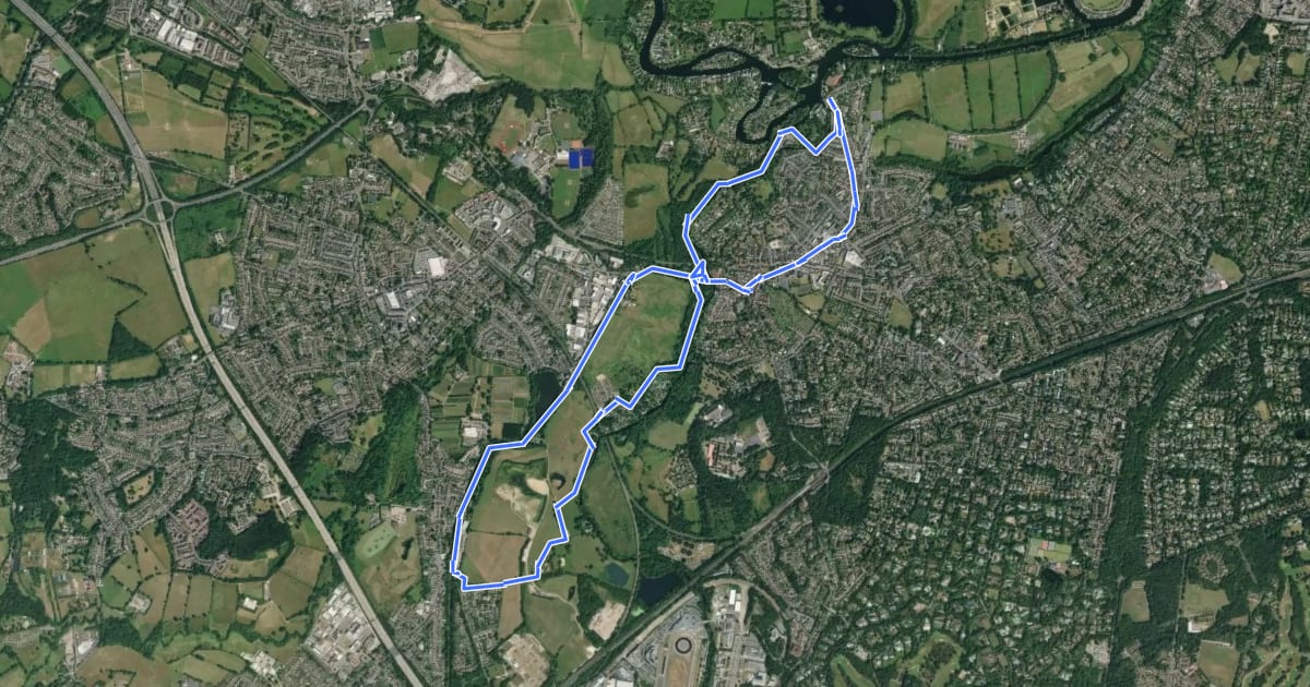 Маршрут Weybridge to New Haw Lock Walk, River Wey Navigations на спутниковом снимке