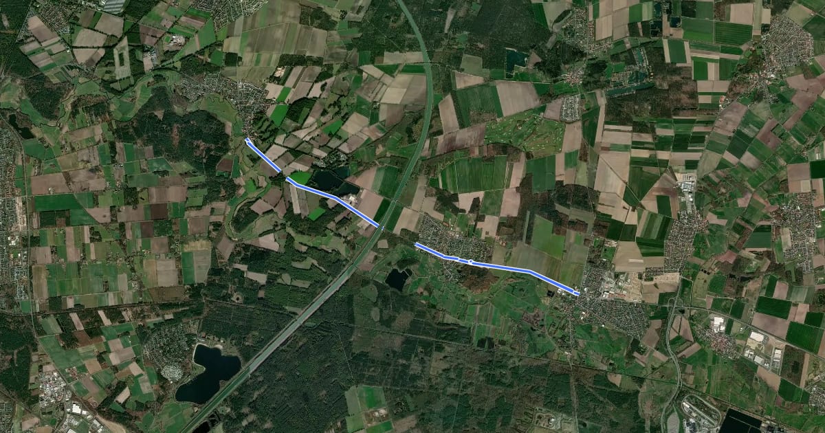 Маршрут Weyhausen (96) - Dannenbüttel S-Kurve (15) на спутниковом снимке