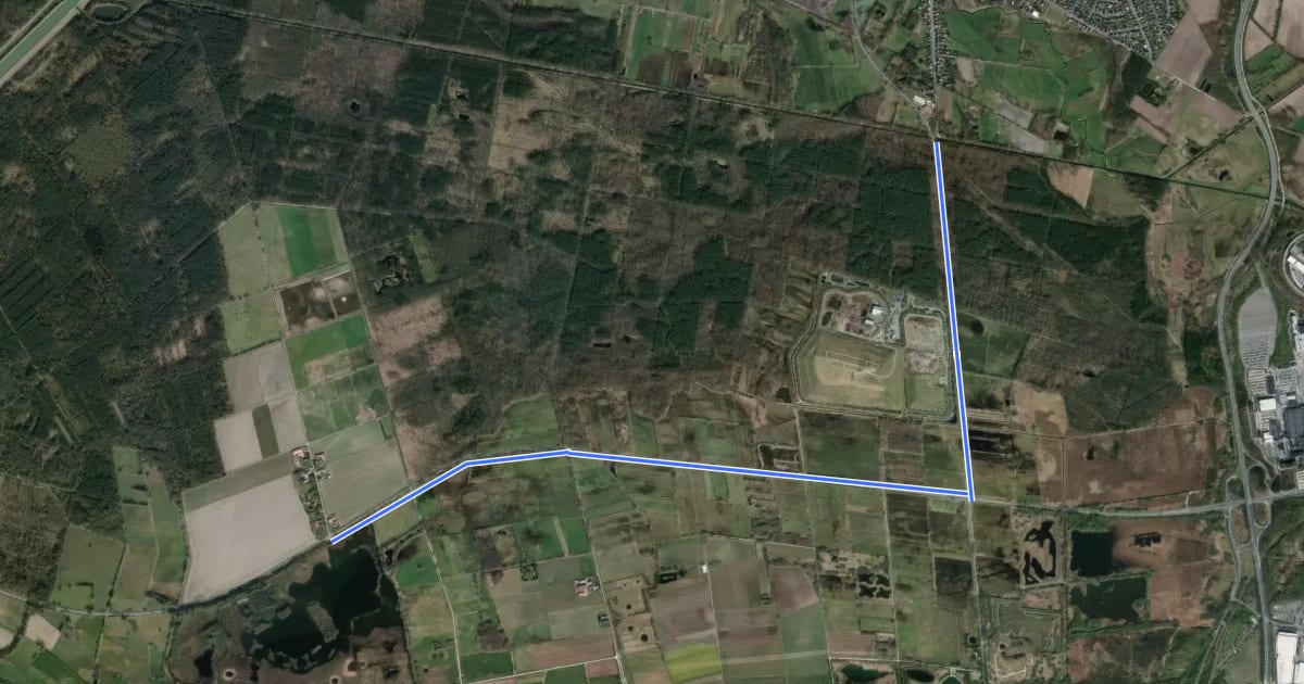 Маршрут Weyhausen Süd Allerkanal (00) - Siedlung Ilkerbruch K114 (00) на спутниковом снимке