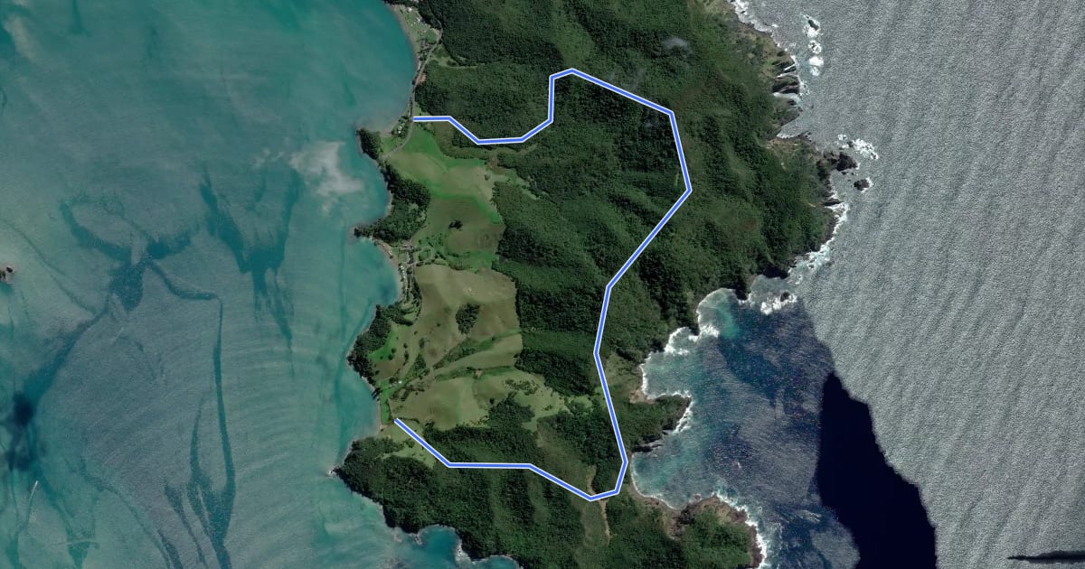 Маршрут Whangaruru North Head Track на спутниковом снимке