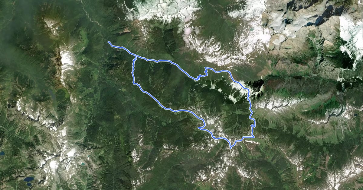 Маршрут White Pass - Pilot Ridge Loop на спутниковом снимке