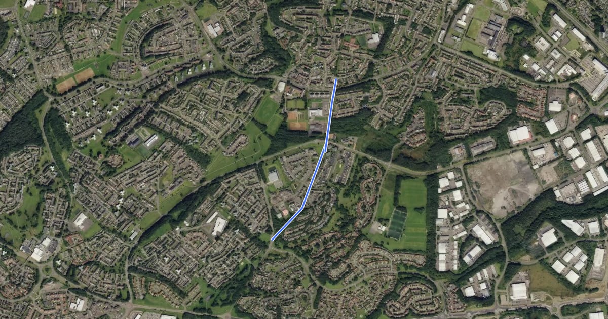 Маршрут Whitehills Cycle Route на спутниковом снимке