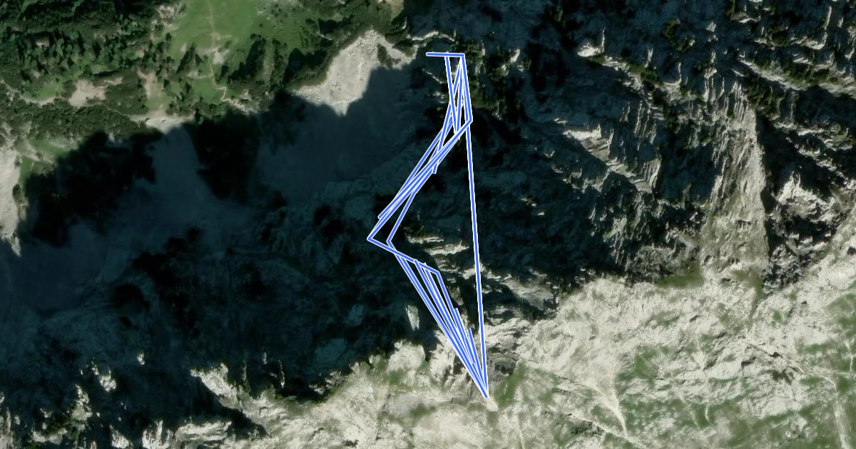 Маршрут Widauersteig Klettersteig на спутниковом снимке