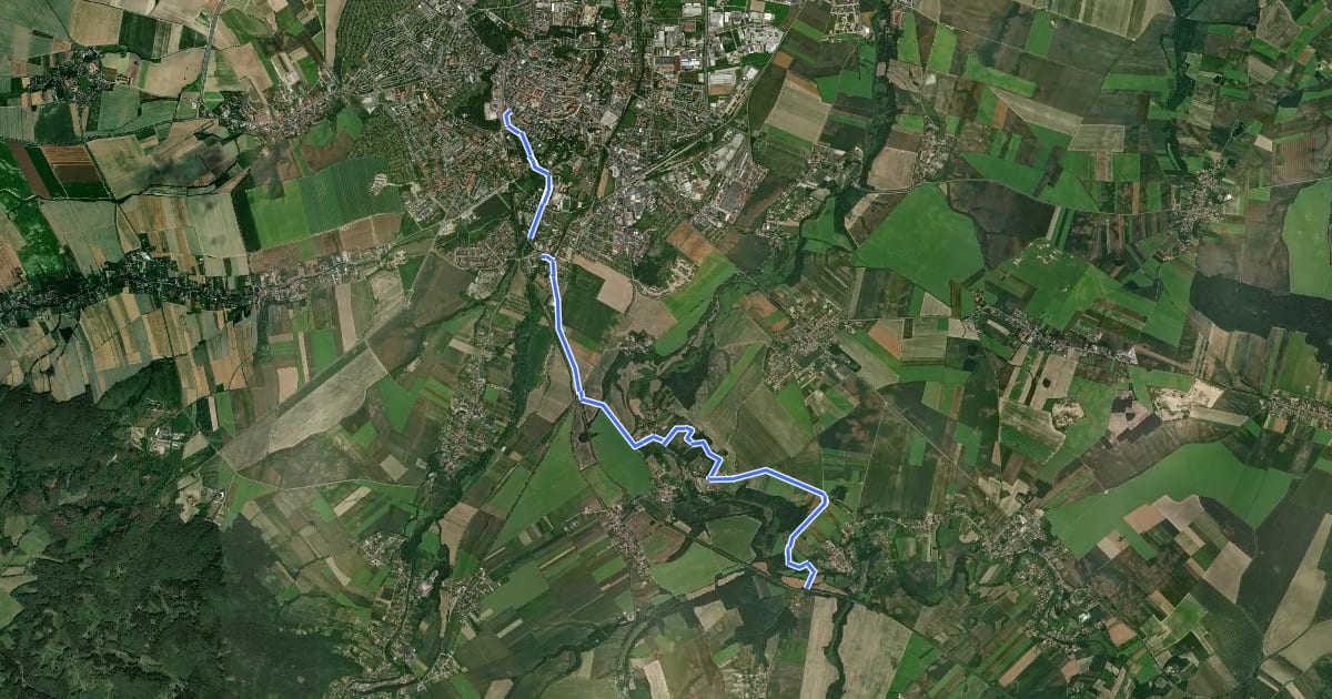 Маршрут Świdnica – Krzyżowa на спутниковом снимке