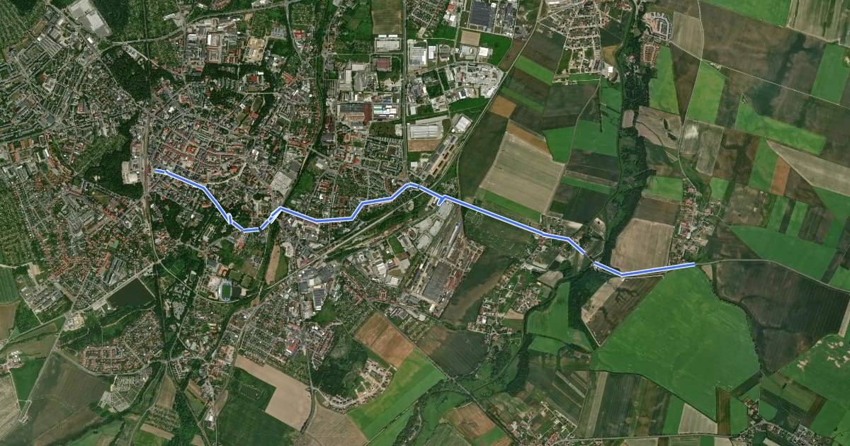 Маршрут Świdnica – Miłochów на спутниковом снимке