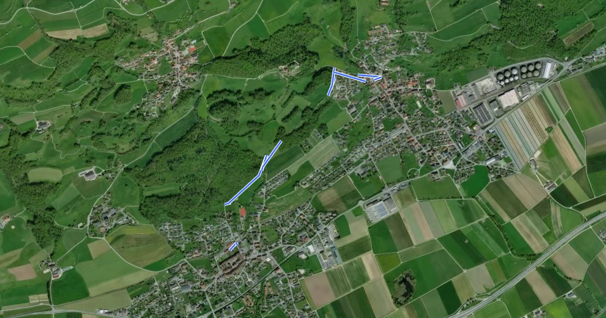 Маршрут Wiedlisbach - Oberbipp на спутниковом снимке