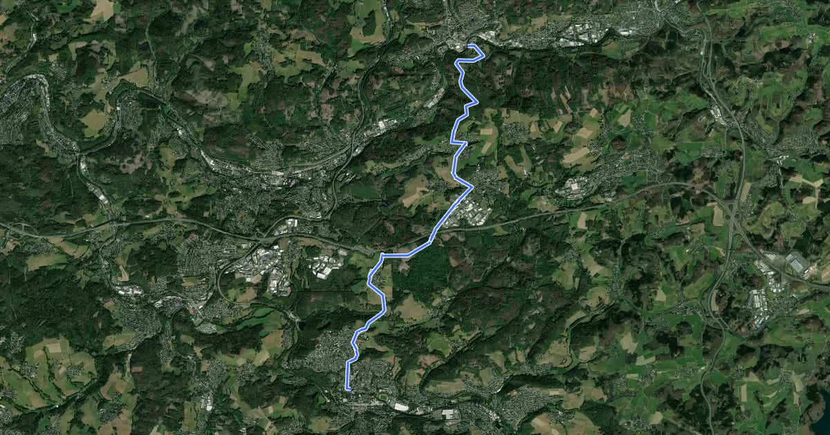 Маршрут Wiehl (23) - Gummersbach (39) на спутниковом снимке