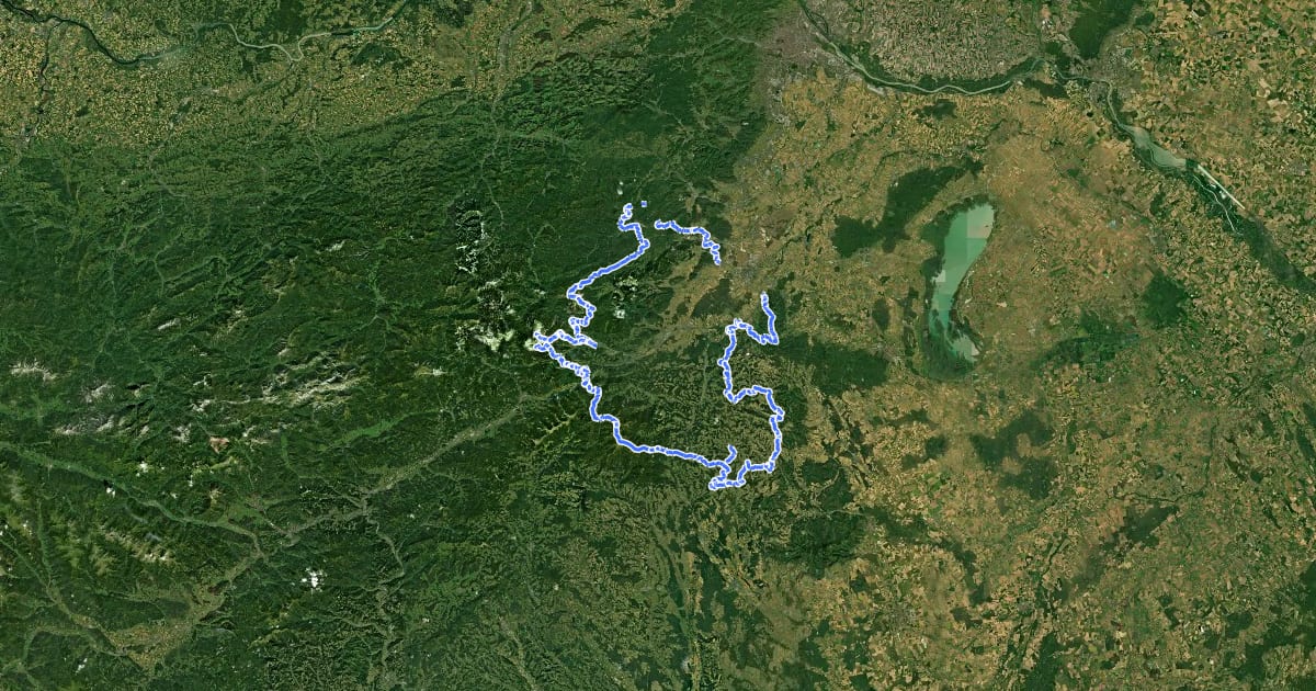 Маршрут Wiener Alpenbogen на спутниковом снимке