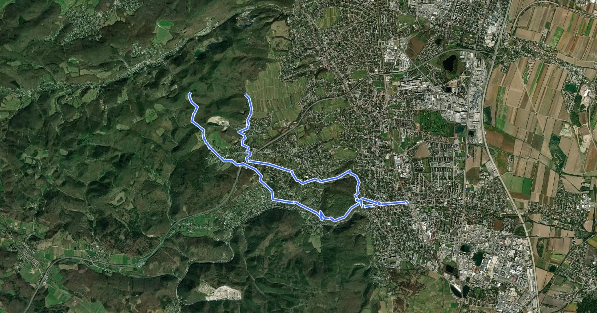 Маршрут Wienerwald-IML Wanderweg 1 на спутниковом снимке