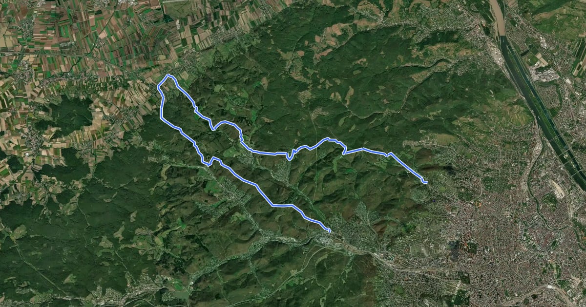 Маршрут Wienerwald-Sternwanderweg 45 на спутниковом снимке