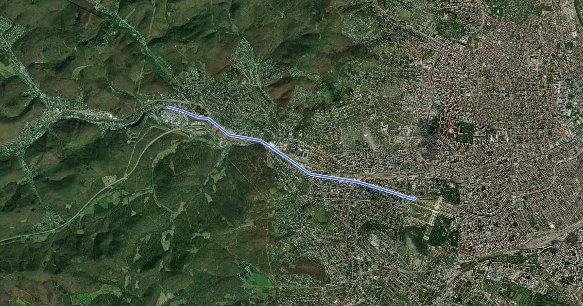 Маршрут Wienflussradweg на спутниковом снимке