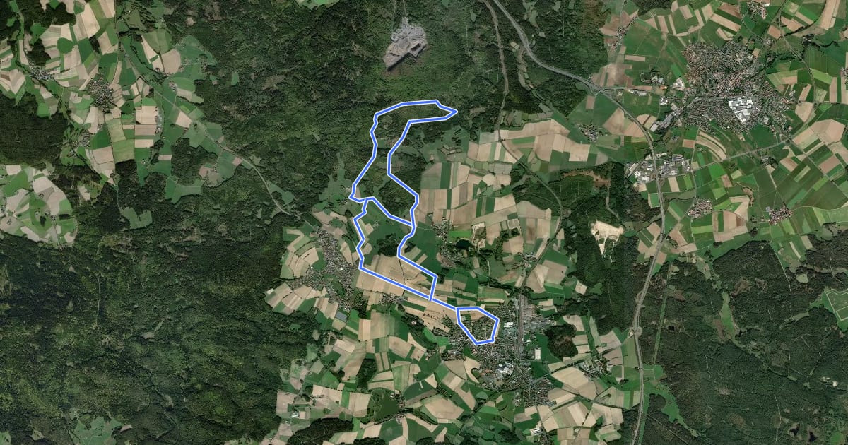 Маршрут Wiesau Wanderweg 2 на спутниковом снимке