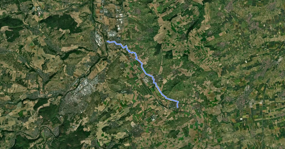 Маршрут Wiesbachradweg на спутниковом снимке