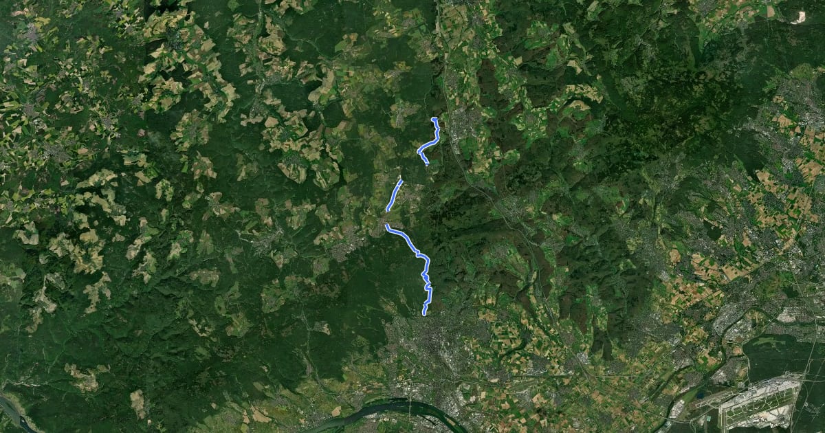 Маршрут Wiesbaden - Idstein (Roter Punkt) на спутниковом снимке