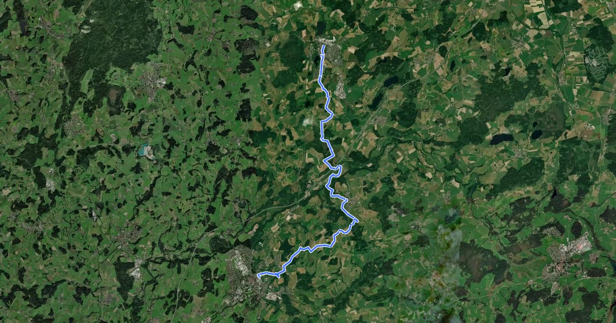Маршрут Wiesengänger-Route Etappe 14 на спутниковом снимке