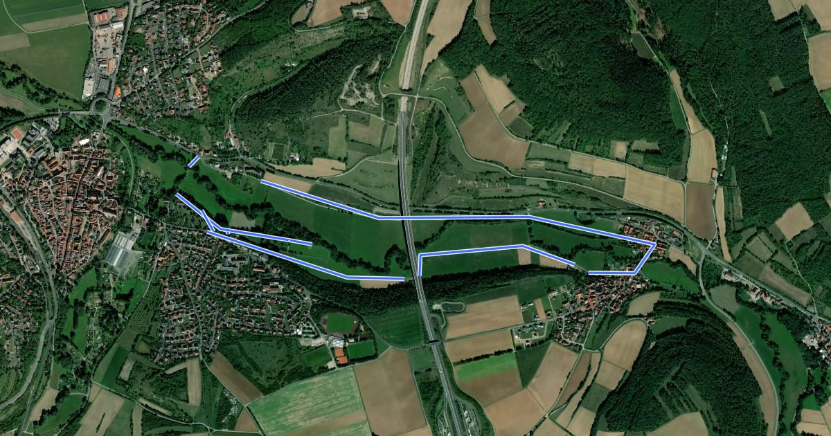 Маршрут Wiesenwanderweg на спутниковом снимке