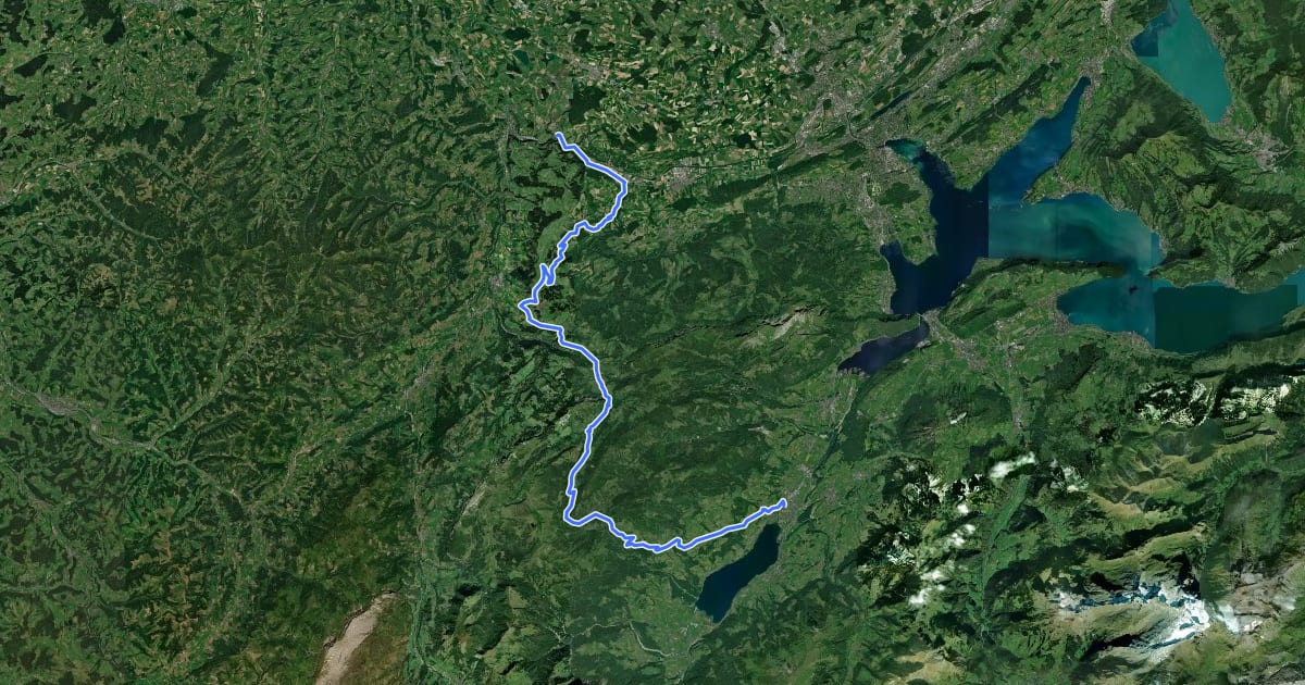 Маршрут Wiggertal–Glaubenberg на спутниковом снимке