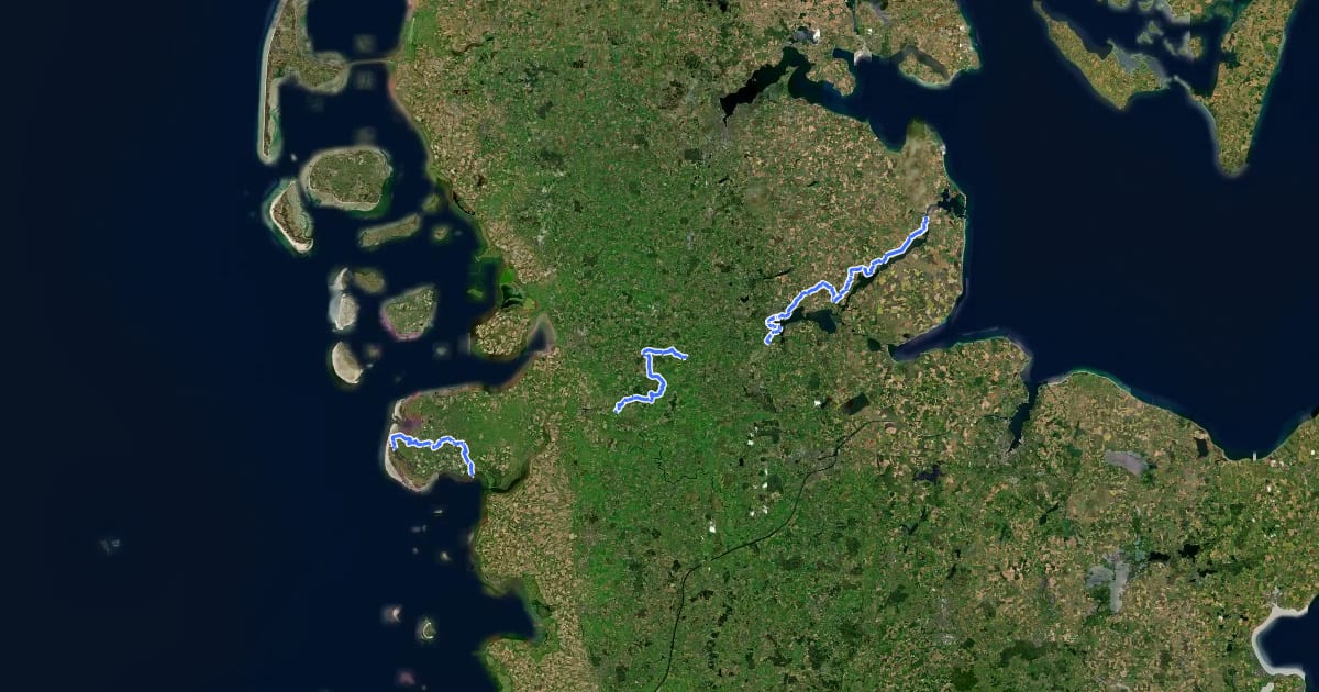Маршрут Wikinger-Friesen-Weg (Nord) на спутниковом снимке