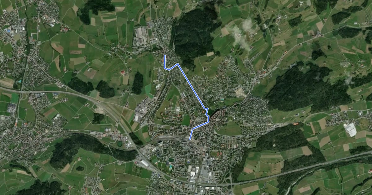 Маршрут Wil - Stadtweiher - Bronschhofen на спутниковом снимке