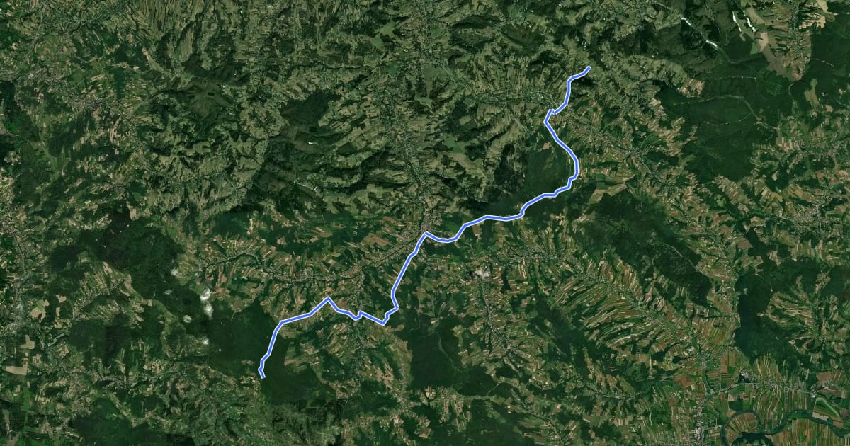 Маршрут Wilcze - Borówki/Nowa Wieś (Wilcze - Hyżne) на спутниковом снимке