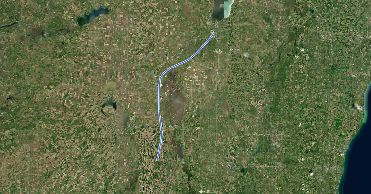 Маршрут Wild Goose State Trail на спутниковом снимке