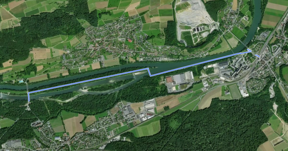 Маршрут Wildegg - Brücke Rupperswil на спутниковом снимке