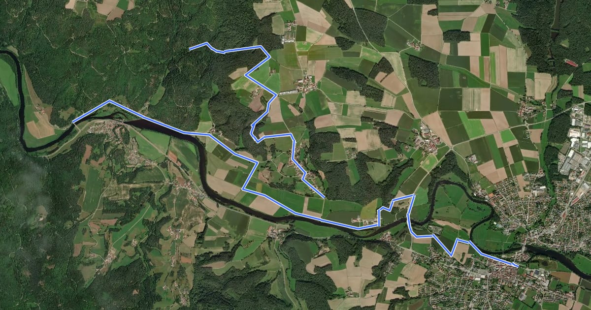 Маршрут Wilder Mann 009 »Regentalwanderweg«, Naturpark Vorderer Bayerischer Wald на спутниковом снимке