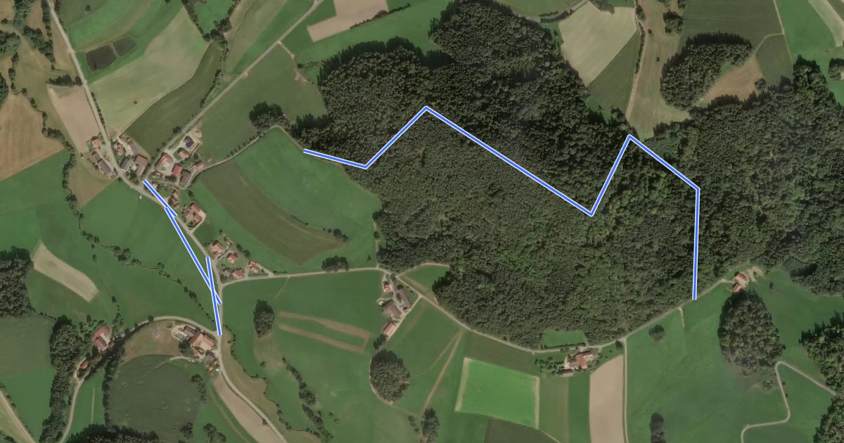 Маршрут Wilder Mann 094 »Sengersbergweg«, Naturpark Vorderer Bayerischer Wald на спутниковом снимке