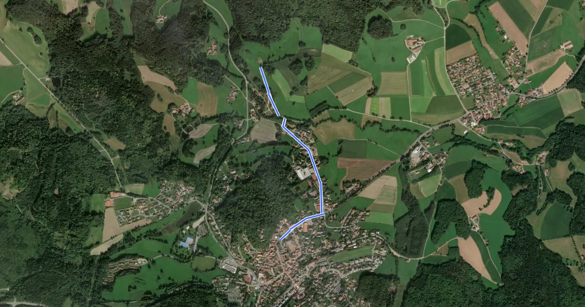 Маршрут Wilder Mann 140 »Schweinsbergweg«, Naturpark Vorderer Bayerischer Wald на спутниковом снимке