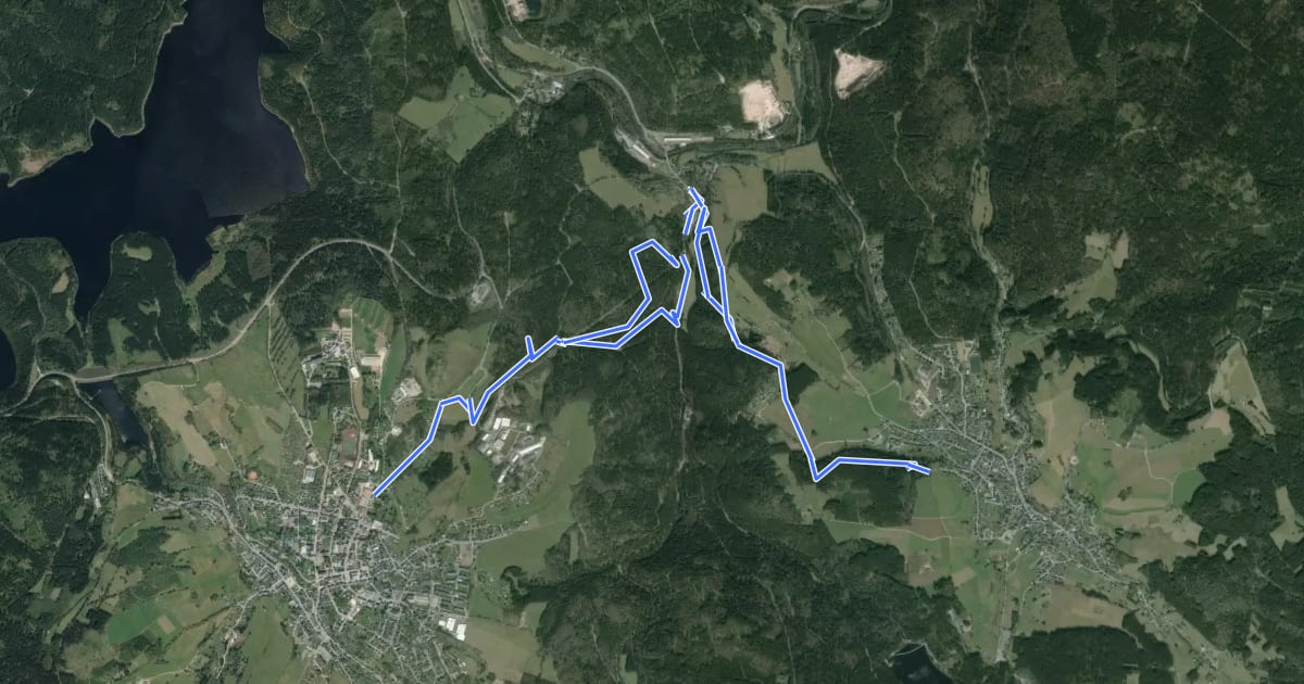 Маршрут Wildes Erzgebirge на спутниковом снимке