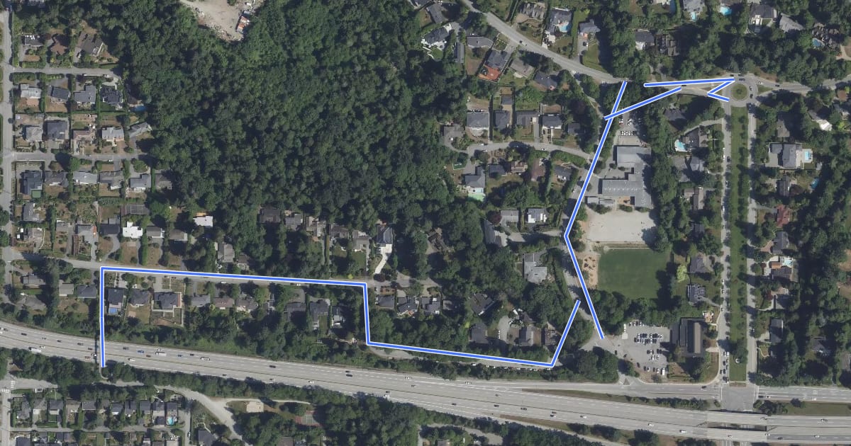 Маршрут Wildwood Ln - Wescot Rd на спутниковом снимке