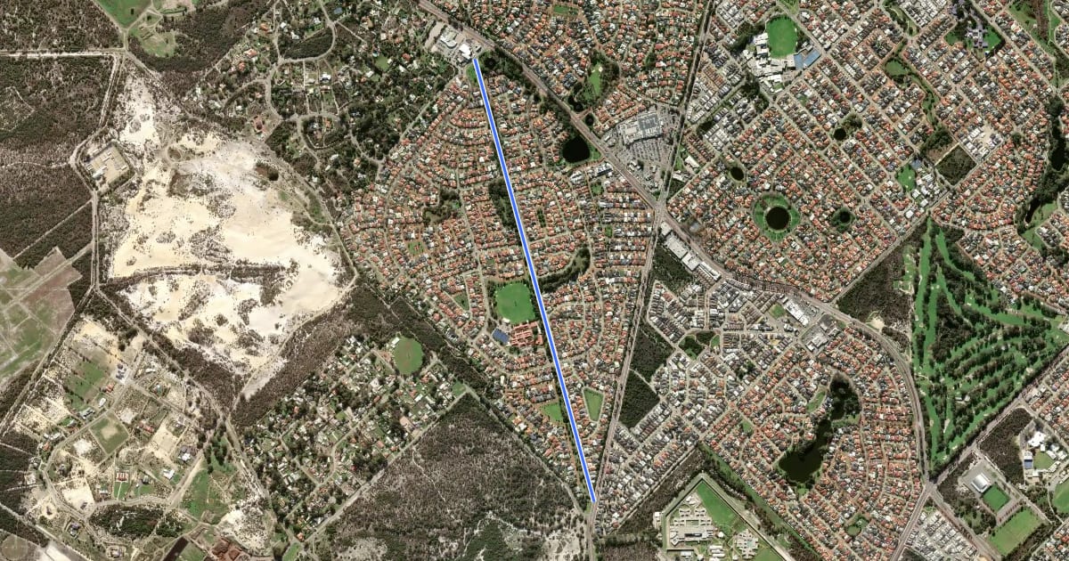 Маршрут Wilfred-Nicholson Rd Shared Path на спутниковом снимке
