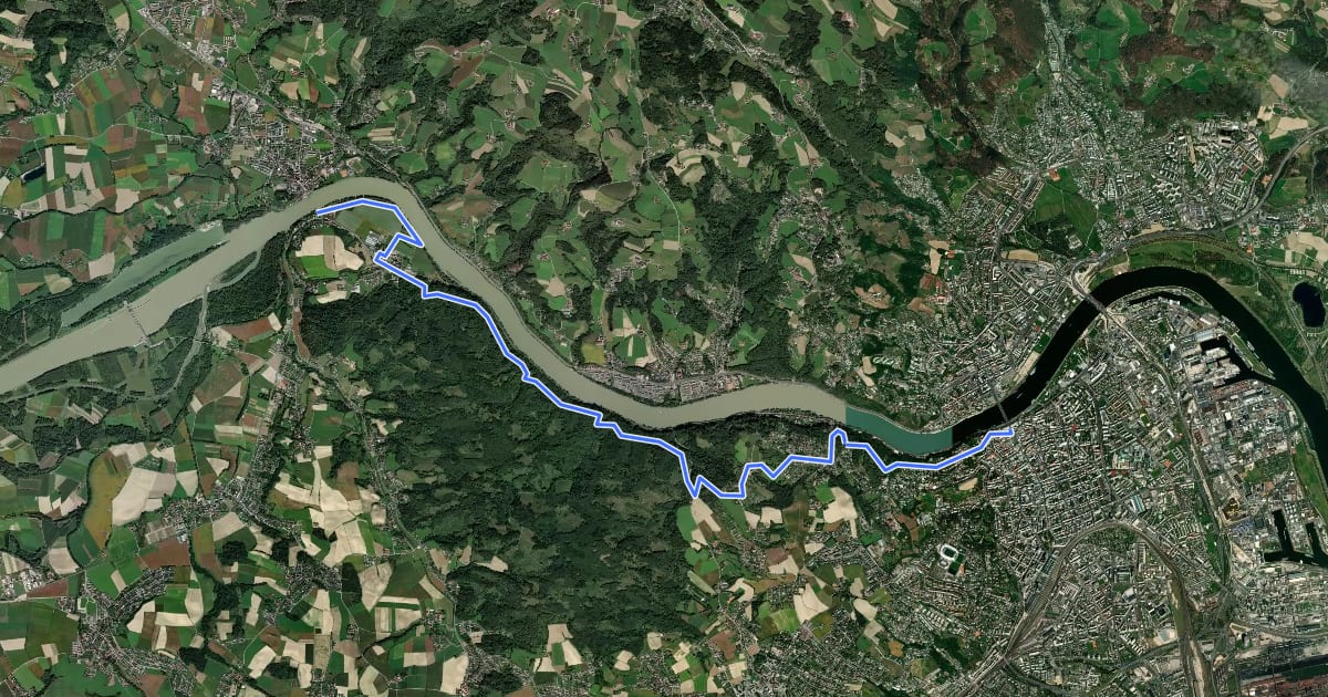 Маршрут Wilhering - Linz Donausteig Etappe на спутниковом снимке
