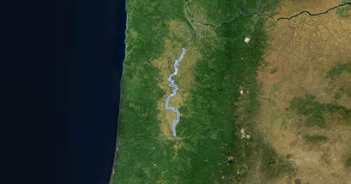 Маршрут Willamette Valley Scenic Bikeway на спутниковом снимке