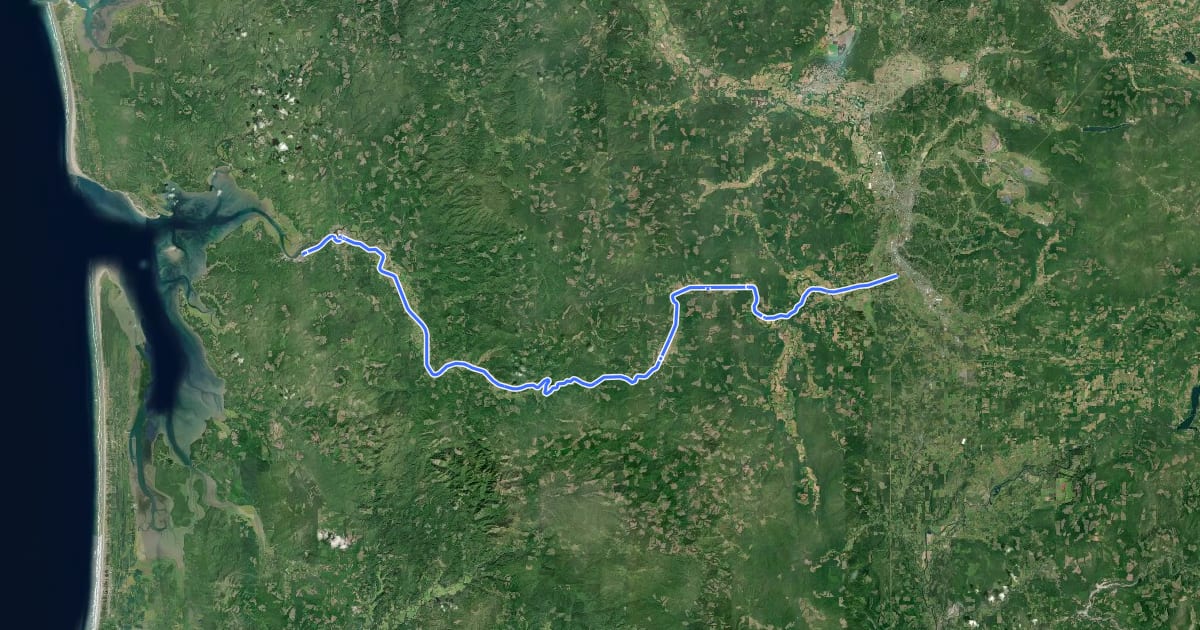 Маршрут Willapa Hills Trail на спутниковом снимке