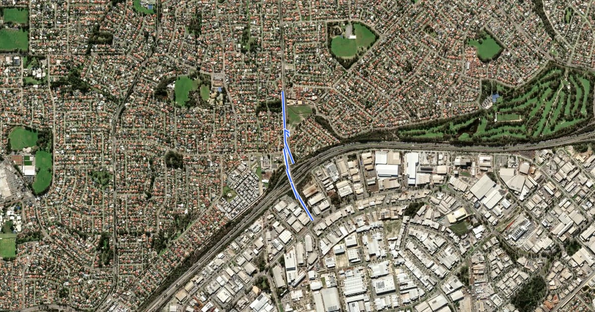 Маршрут Willeri Drive Shared Path на спутниковом снимке